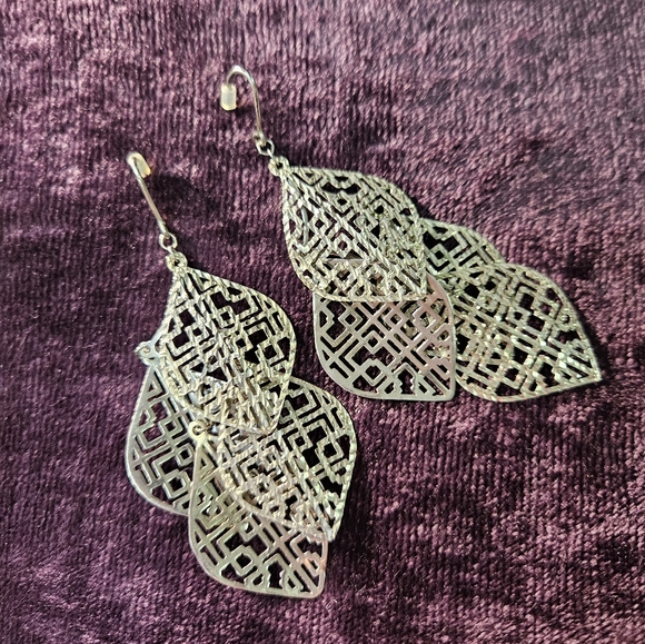 Sterling Silver (unmarked) Chandelier Earrings - Picture 4 of 9